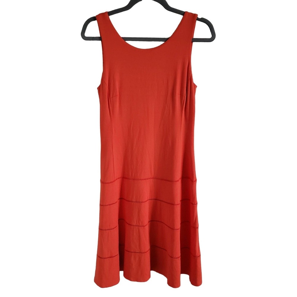 Ann Taylor Size 4 Lattice Tiered Midi Length Sleeveless Orange Sundress Lined